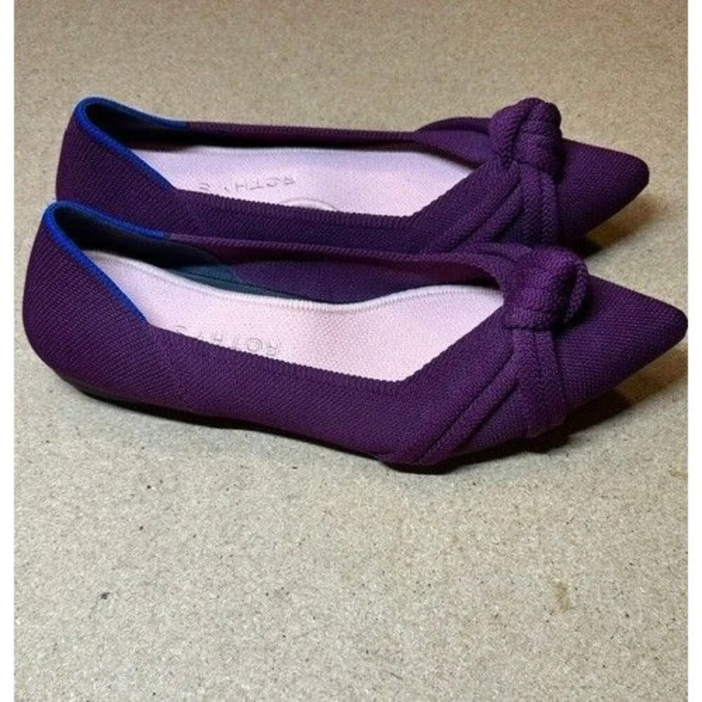 NWOB Rothys The Knot Ballet Flats Women's 9 Eggplant Purple Knit Washable Shoes